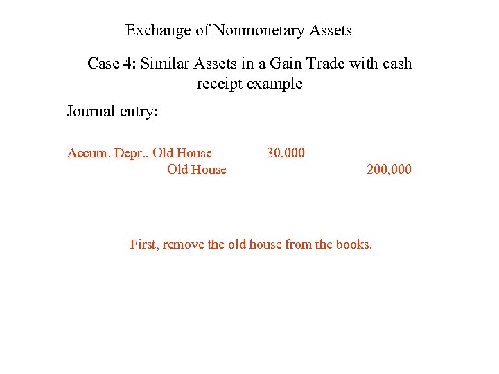 Exchange of Nonmonetary Assets Case 4: Similar Assets in a Gain Trade with cash