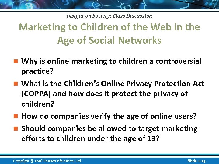 Insight on Society: Class Discussion Marketing to Children of the Web in the Age