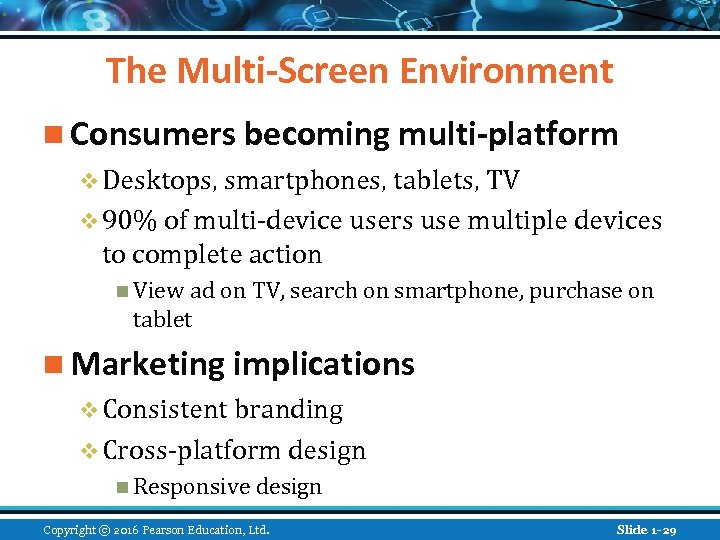 The Multi-Screen Environment n Consumers becoming multi-platform v Desktops, smartphones, tablets, TV v 90%