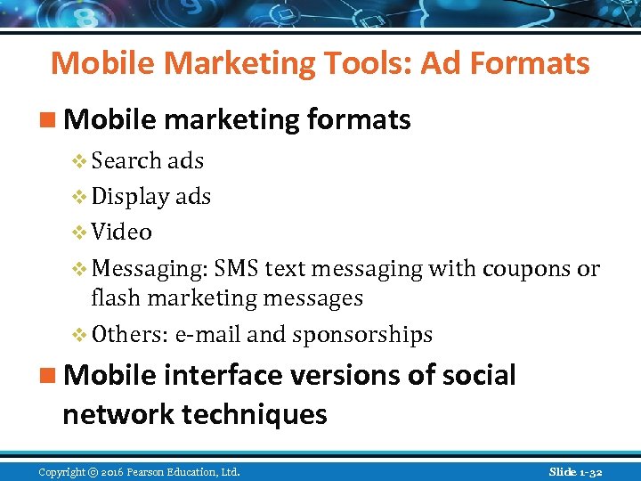 Mobile Marketing Tools: Ad Formats n Mobile marketing formats v Search ads v Display