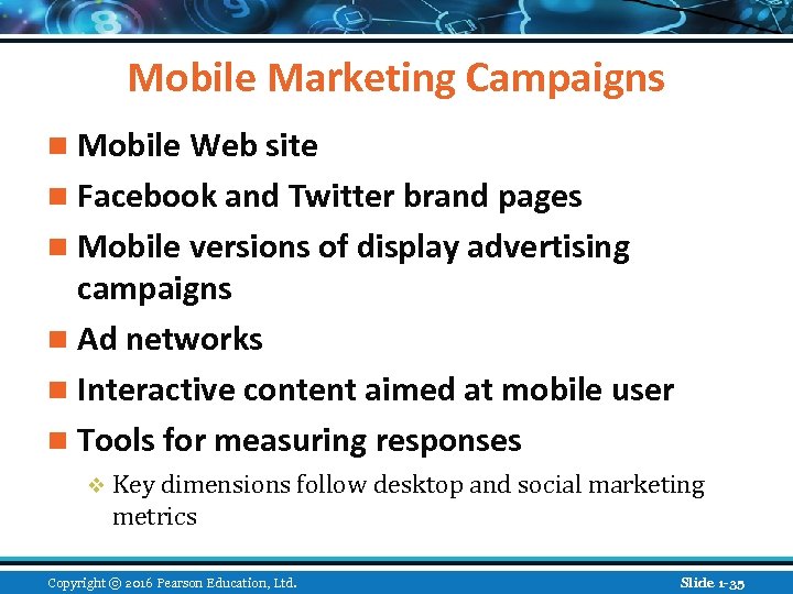 Mobile Marketing Campaigns n Mobile Web site n Facebook and Twitter brand pages n