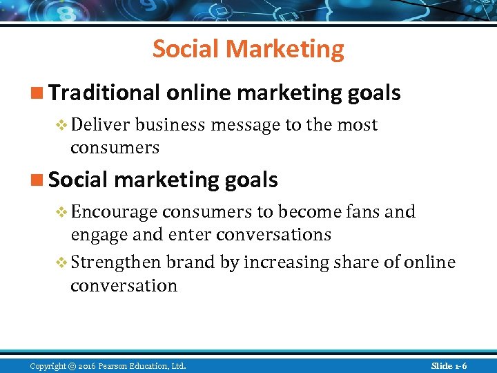 Social Marketing n Traditional online marketing goals v Deliver business message to the most