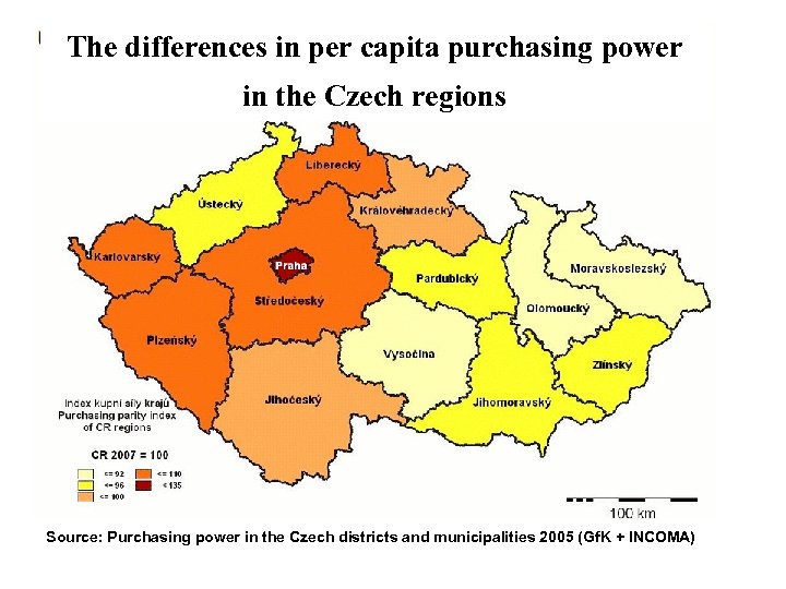 The differences in per capita purchasing power in the Czech regions Source: Purchasing power