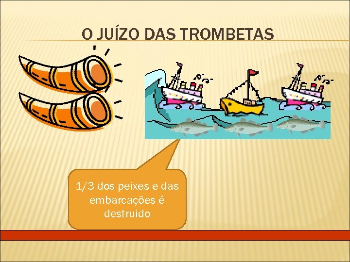 O JUÍZO DAS TROMBETAS 1/3 dos peixes e das embarcações é destruido 