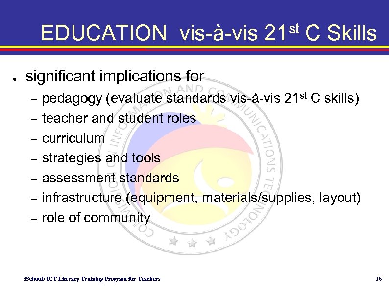 EDUCATION vis-à-vis 21 st C Skills ● significant implications for – – – –