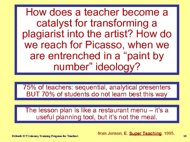 How does a teacher become a catalyst for transforming a plagiarist into the artist?