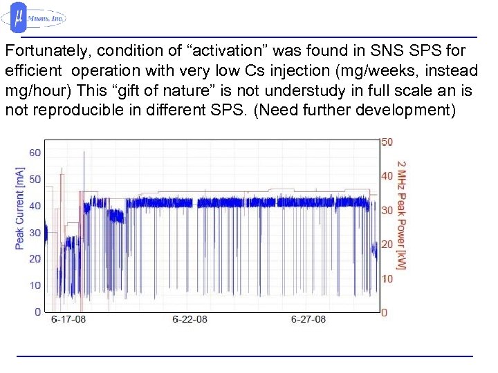 Fortunately, condition of “activation” was found in SNS SPS for efficient operation with very