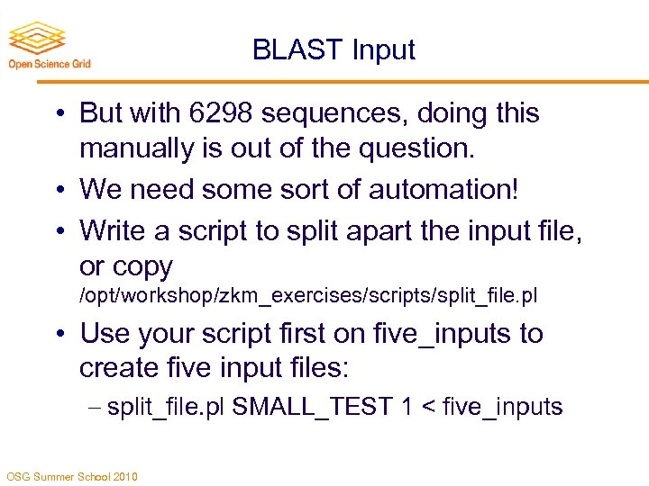 BLAST Input • But with 6298 sequences, doing this manually is out of the