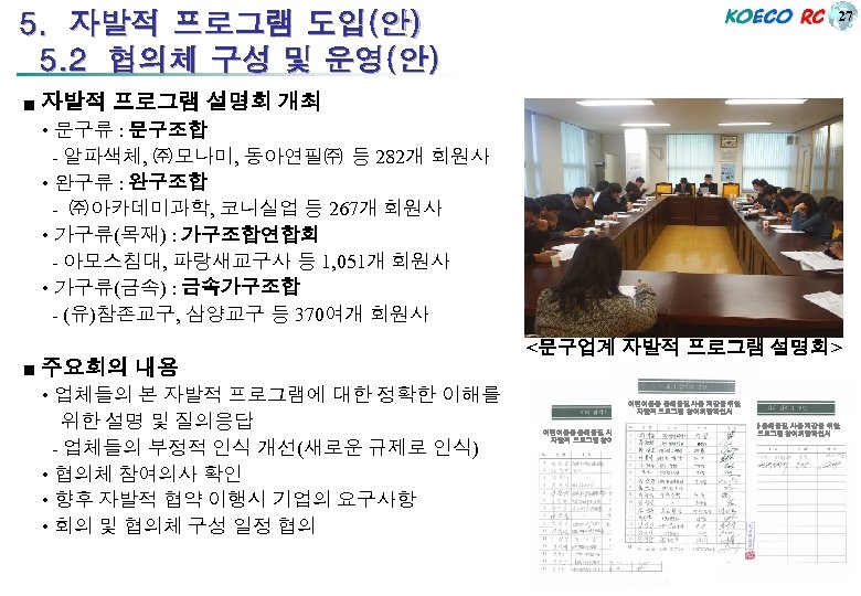 27 5. 자발적 프로그램 도입(안) 5. 2 협의체 구성 및 운영(안) ■ 자발적 프로그램