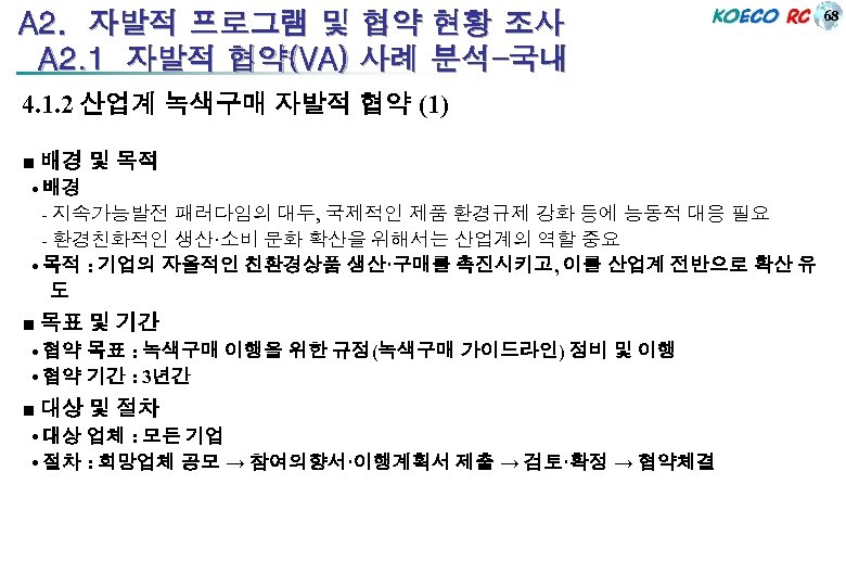 A 2. 자발적 프로그램 및 협약 현황 조사 A 2. 1 자발적 협약(VA) 사례