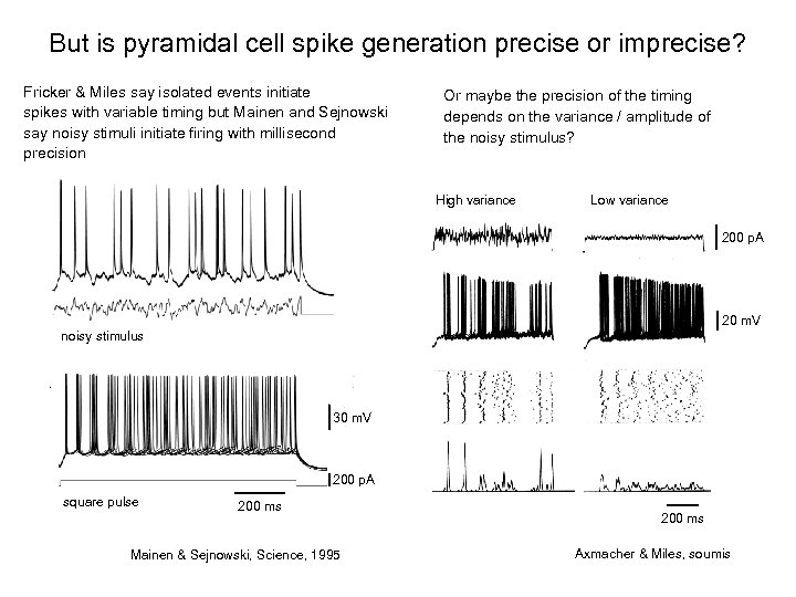 But is pyramidal cell spike generation precise or imprecise? Fricker & Miles say isolated