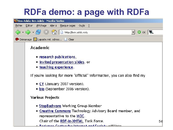 RDFa demo: a page with RDFa 54 