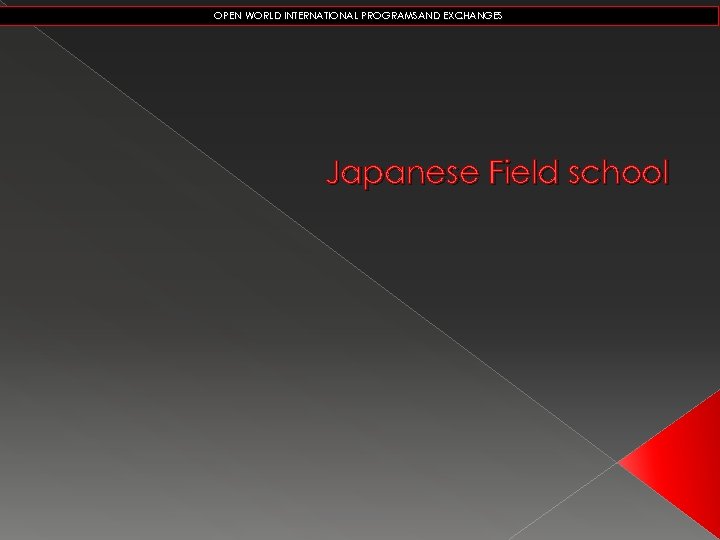 OPEN WORLD INTERNATIONAL PROGRAMSAND EXCHANGES Japanese Field school 