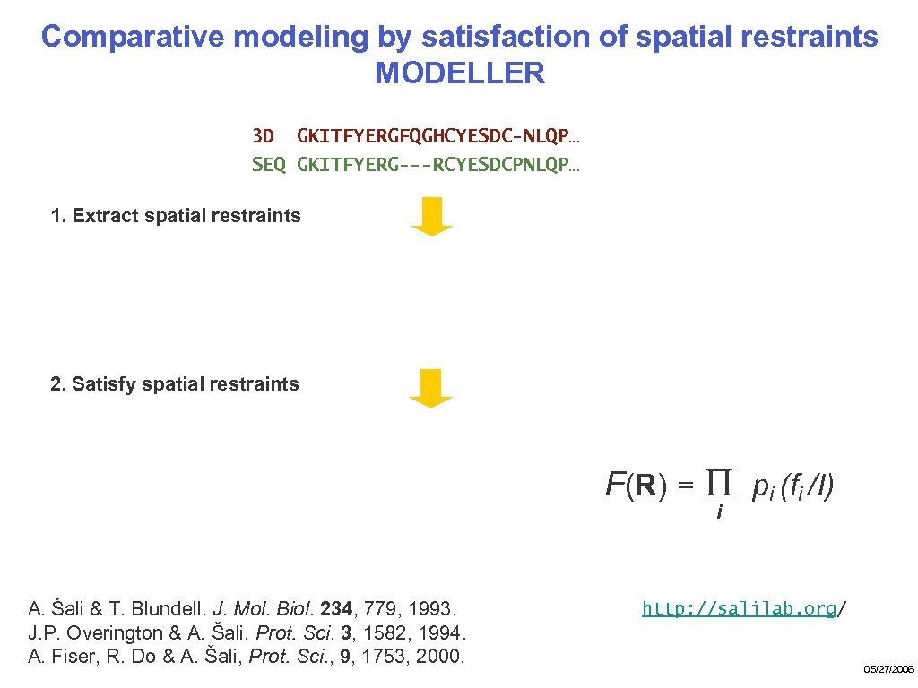 Comparative modeling by satisfaction of spatial restraints MODELLER 3 D GKITFYERGFQGHCYESDC-NLQP… SEQ GKITFYERG---RCYESDCPNLQP… 1.