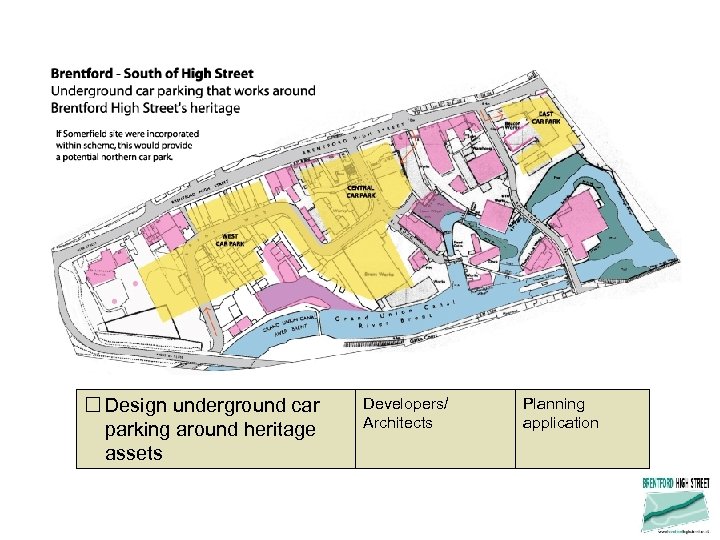  Design underground car parking around heritage assets Developers/ Architects Planning application 