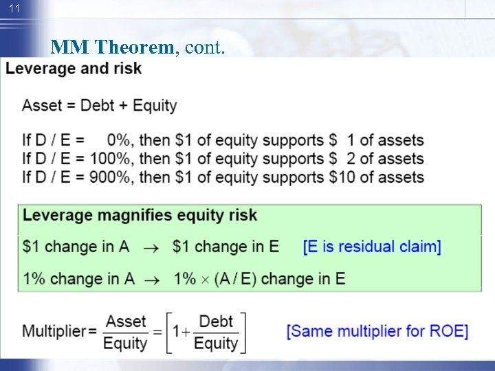 11 MM Theorem, cont. 