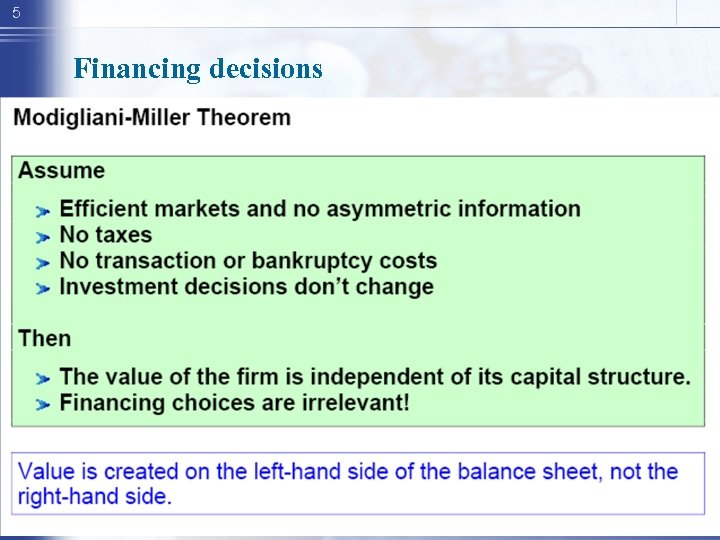 5 Financing decisions 