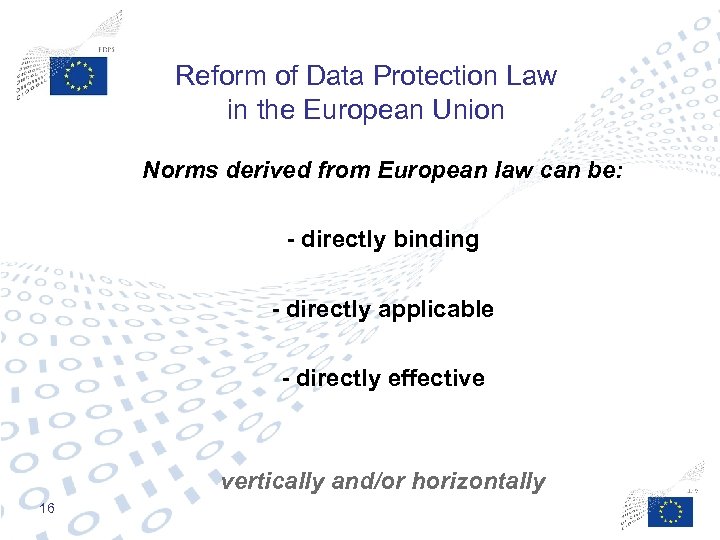 Reform of Data Protection Law in the European Union Norms derived from European law
