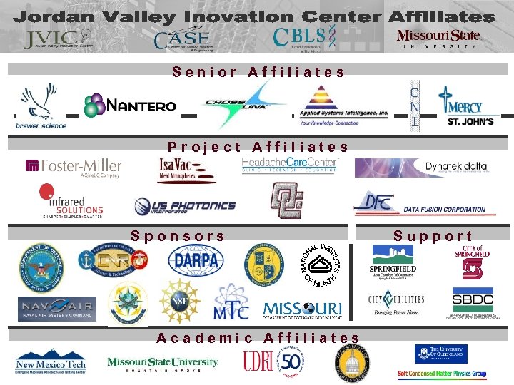 Senior Affiliates Project Affiliates Sponsors Academic Affiliates Support 
