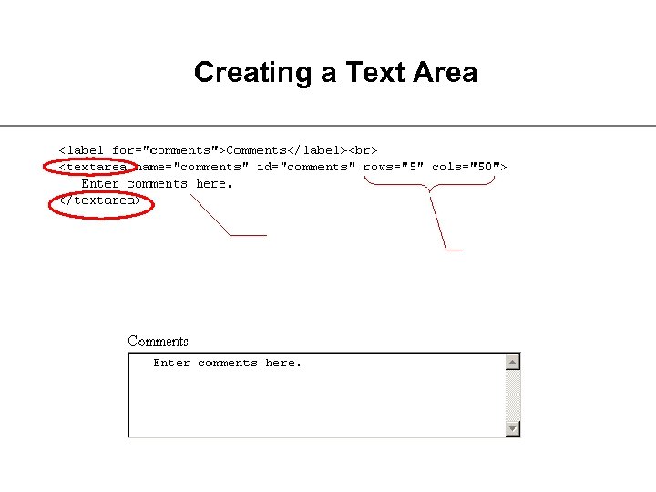 Creating a Text Area 