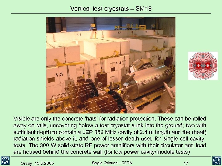 Vertical test cryostats – SM 18 Visible are only the concrete ‘hats’ for radiation