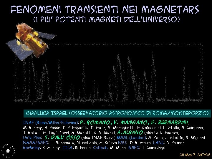 Fenomeni Transienti nei Magnetars (i piu' potenti magneti dell'universo) Gian. Luca Israel (osservatorio astronomico