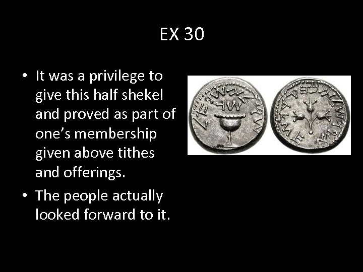 EX 30 • It was a privilege to give this half shekel and proved