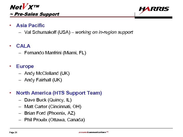 Net. VX™ ~ Pre-Sales Support • Asia Pacific – Val Schumakoff (USA) – working