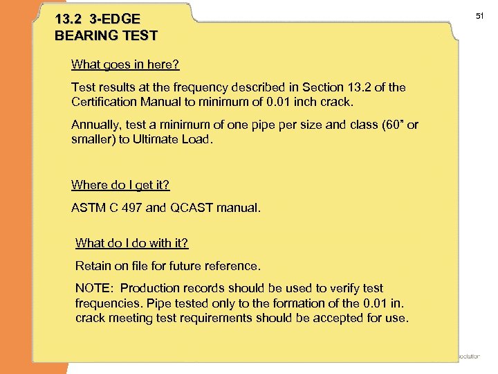 13. 2 3 -EDGE BEARING TEST What goes in here? Test results at the