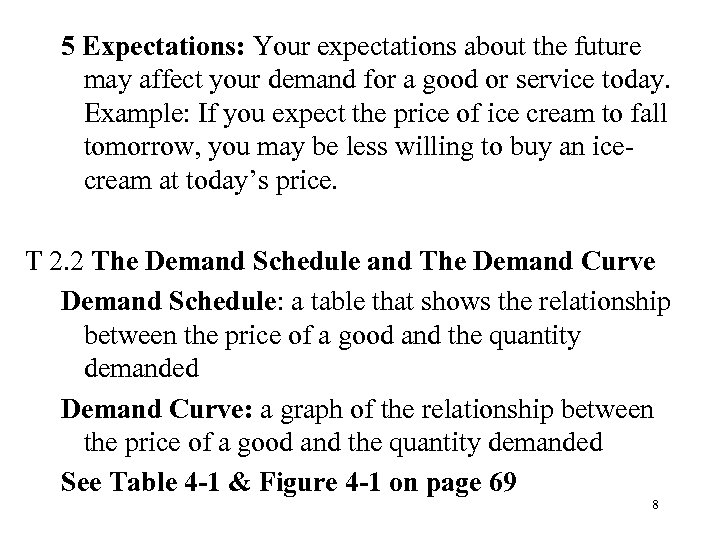 5 Expectations: Your expectations about the future may affect your demand for a good