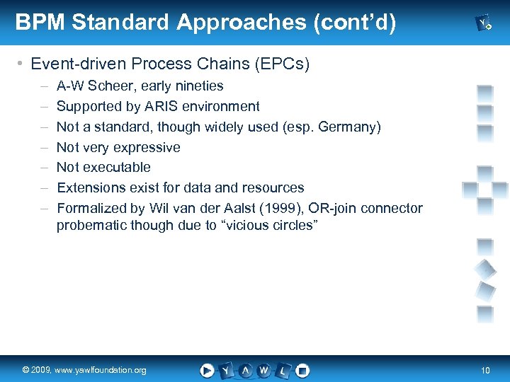 BPM Standard Approaches (cont’d) • Event-driven Process Chains (EPCs) – – – – A-W