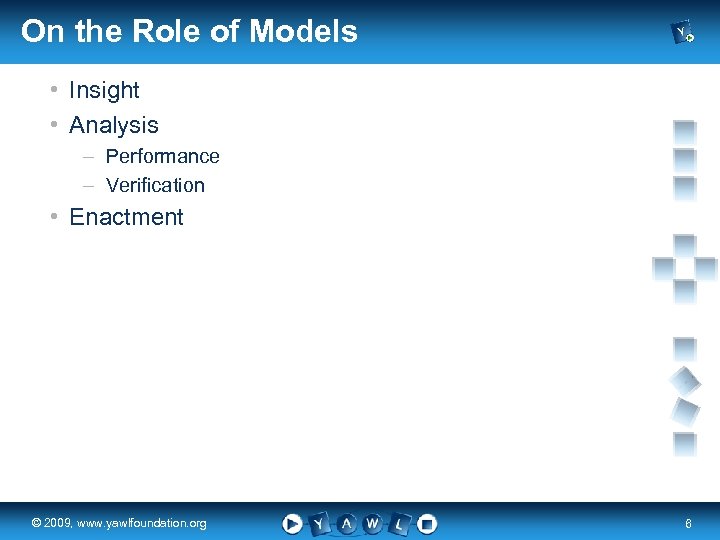 On the Role of Models • Insight • Analysis – Performance – Verification •