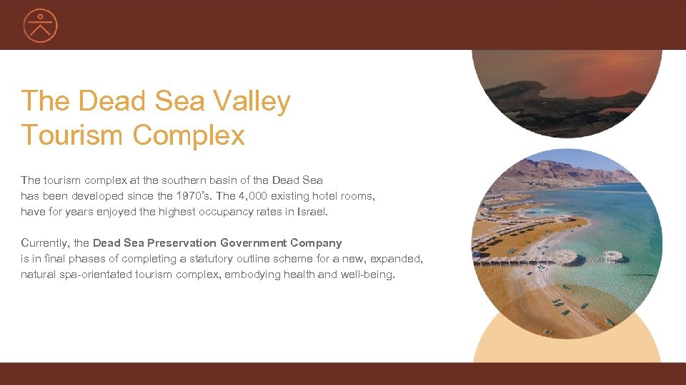 The Dead Sea Valley Tourism Complex The tourism complex at the southern basin of