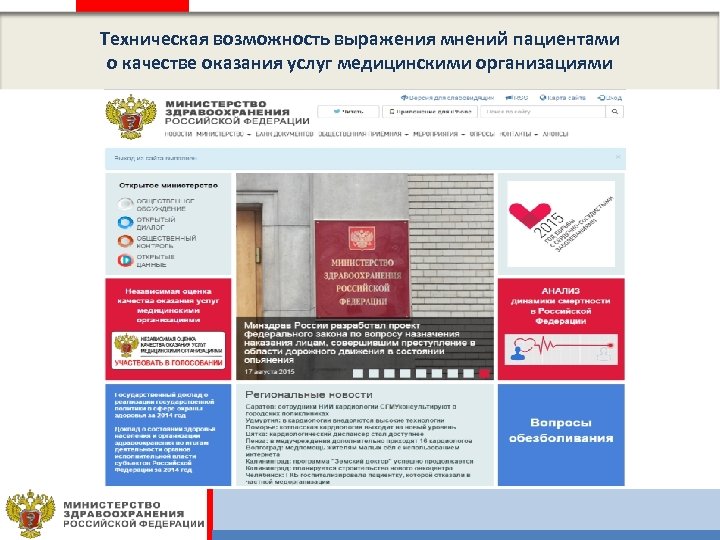 Техническая возможность выражения мнений пациентами о качестве оказания услуг медицинскими организациями 