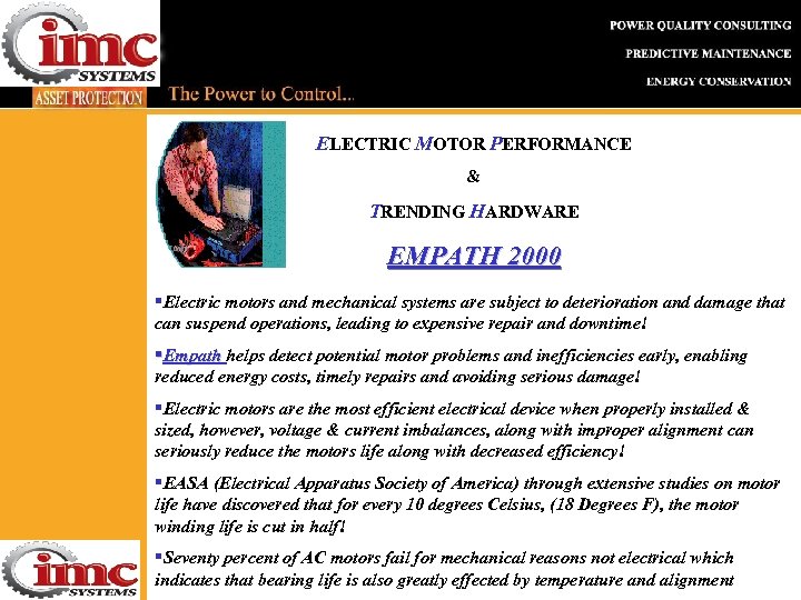 ELECTRIC MOTOR PERFORMANCE & TRENDING HARDWARE EMPATH 2000 §Electric motors and mechanical systems are