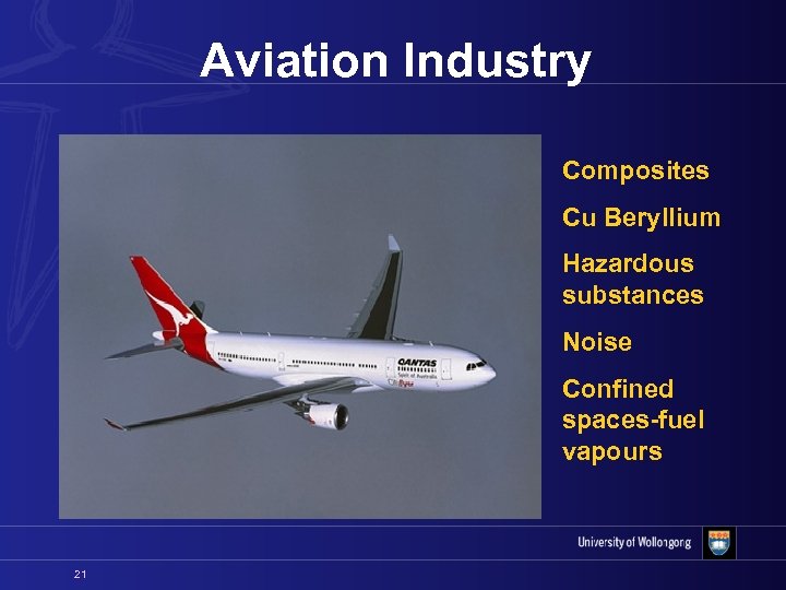 Aviation Industry Composites Cu Beryllium Hazardous substances Noise Confined spaces-fuel vapours 21 