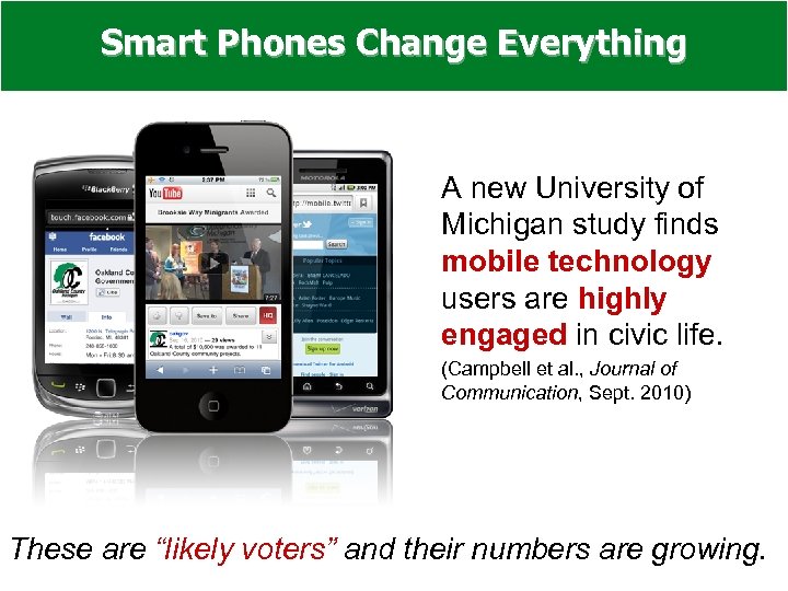 Smart Phones Change Everything A new University of Michigan study finds mobile technology users