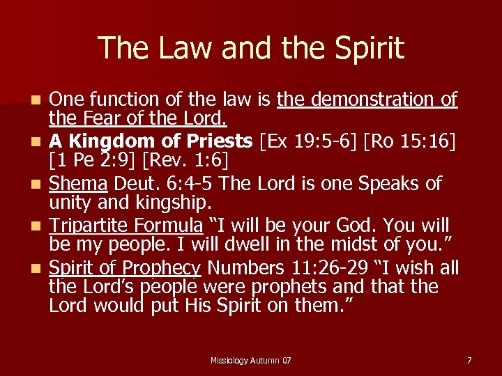 The Law and the Spirit n n n One function of the law is