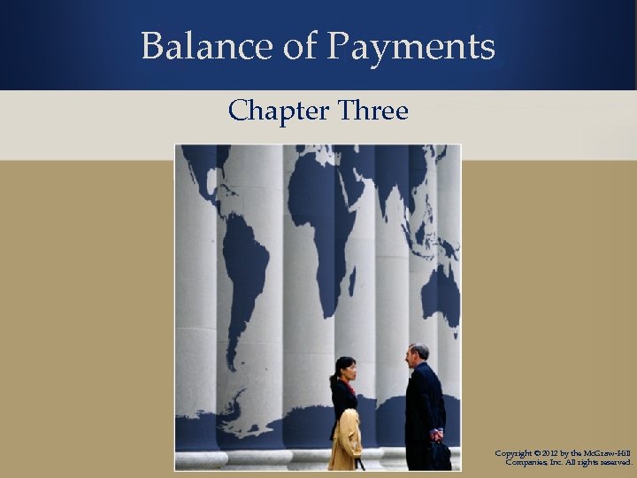 Balance of Payments Chapter Three Copyright © 2012 by the Mc. Graw-Hill Companies, Inc.