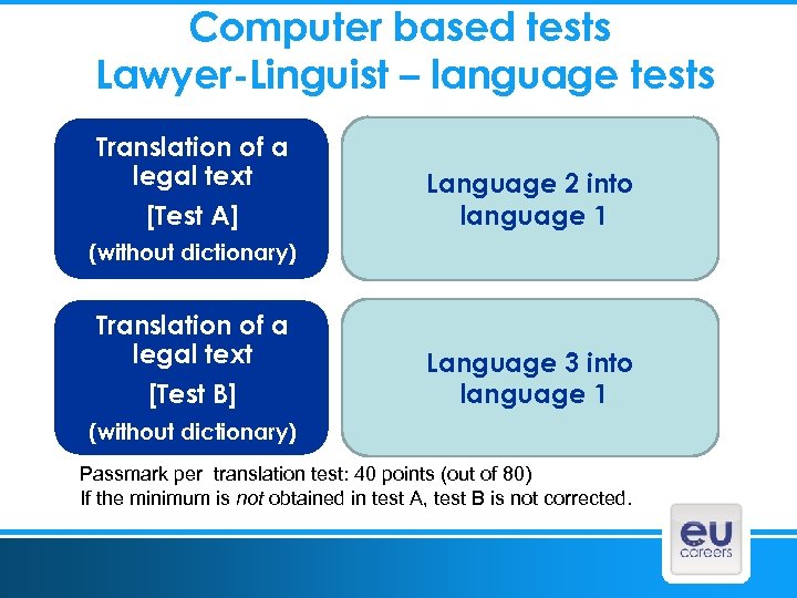 Computer based tests Lawyer-Linguist – language tests Translation of a legal text [Test A]