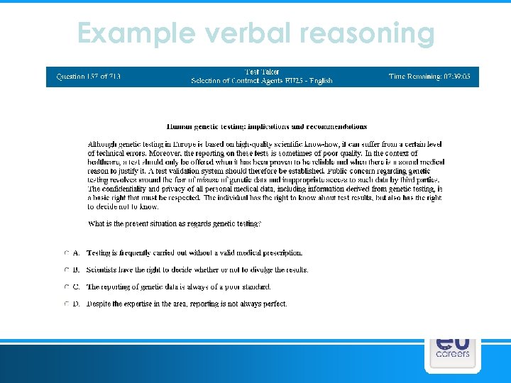Example verbal reasoning 