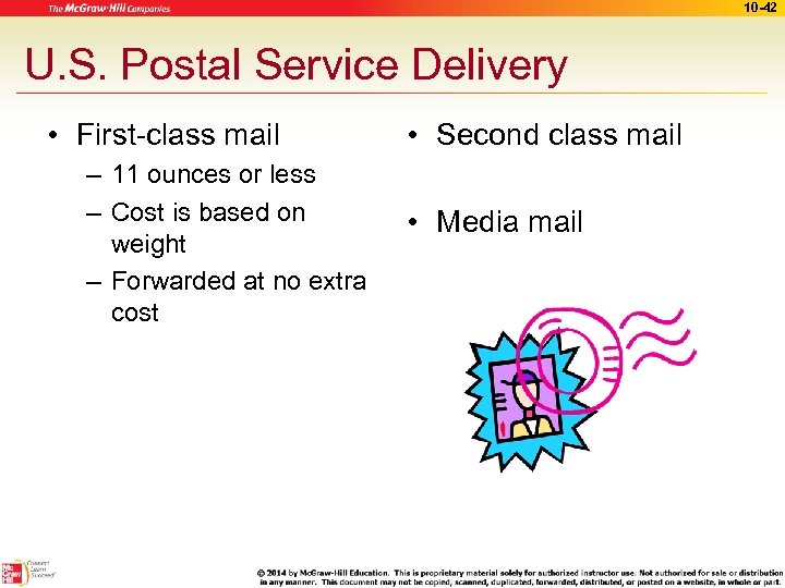 10 -42 U. S. Postal Service Delivery • First-class mail – 11 ounces or