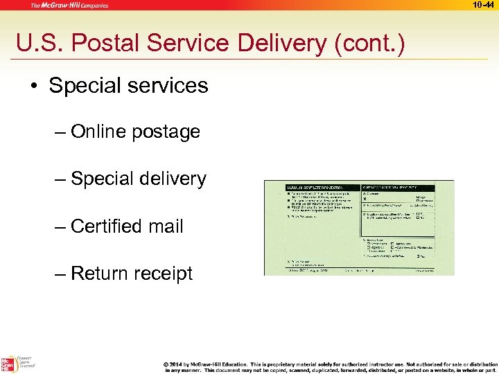 10 -44 U. S. Postal Service Delivery (cont. ) • Special services – Online