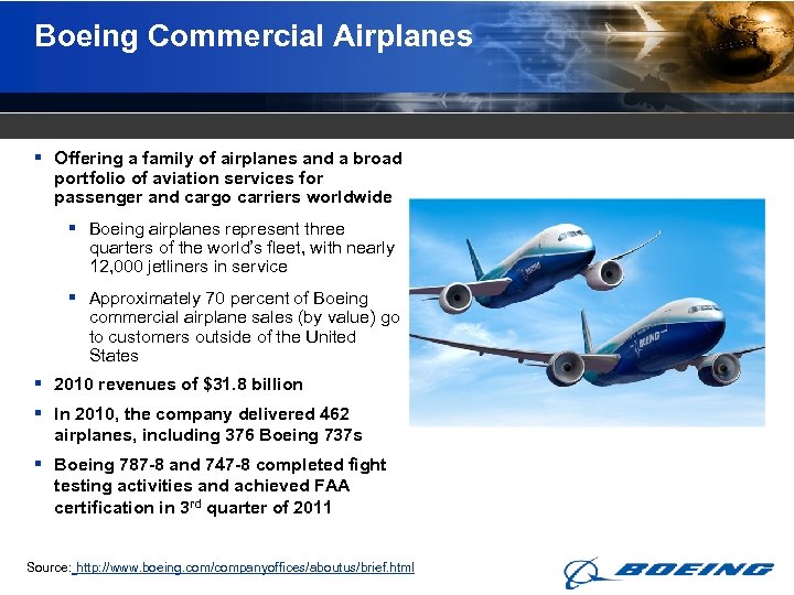 Boeing Commercial Airplanes § Offering a family of airplanes and a broad portfolio of