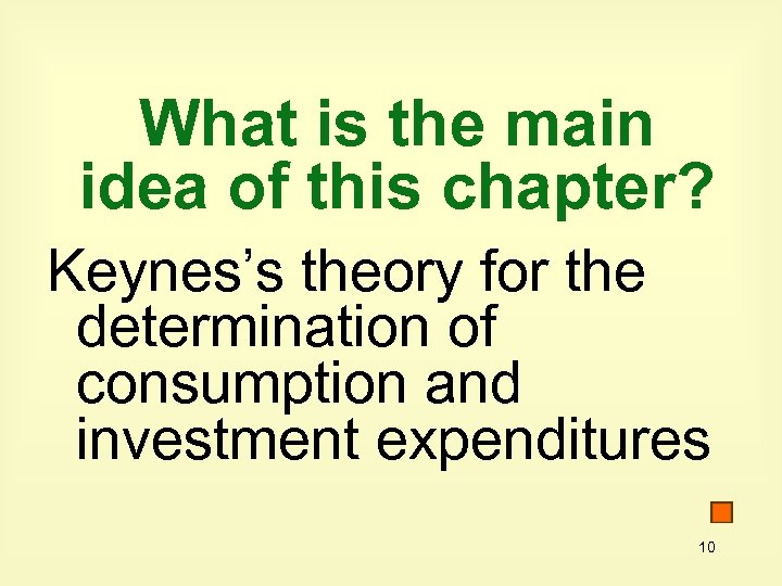 What is the main idea of this chapter? Keynes’s theory for the determination of