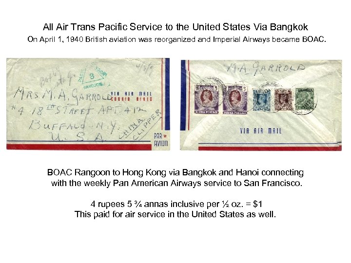 All Air Trans Pacific Service to the United States Via Bangkok On April 1,