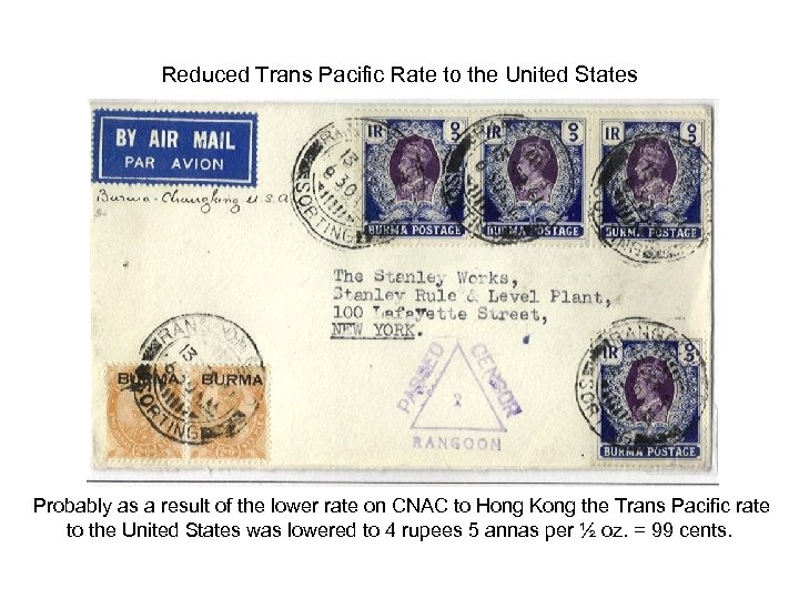 Reduced Trans Pacific Rate to the United States Probably as a result of the