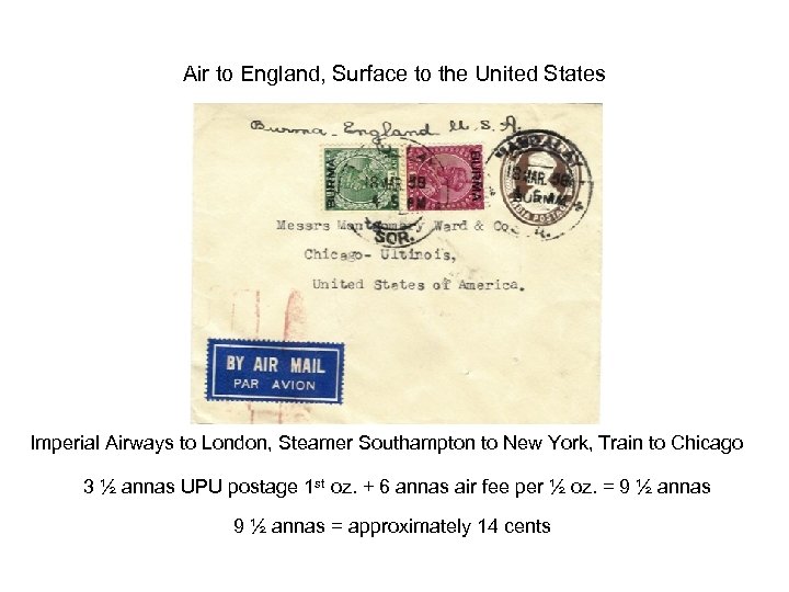 Air to England, Surface to the United States Imperial Airways to London, Steamer Southampton