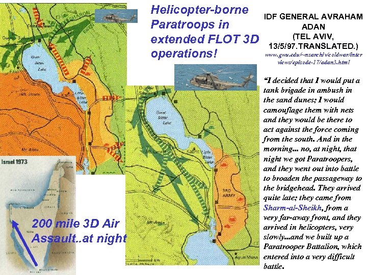 Helicopter-borne Paratroops in extended FLOT 3 D operations! 200 mile 3 D Air Assault.