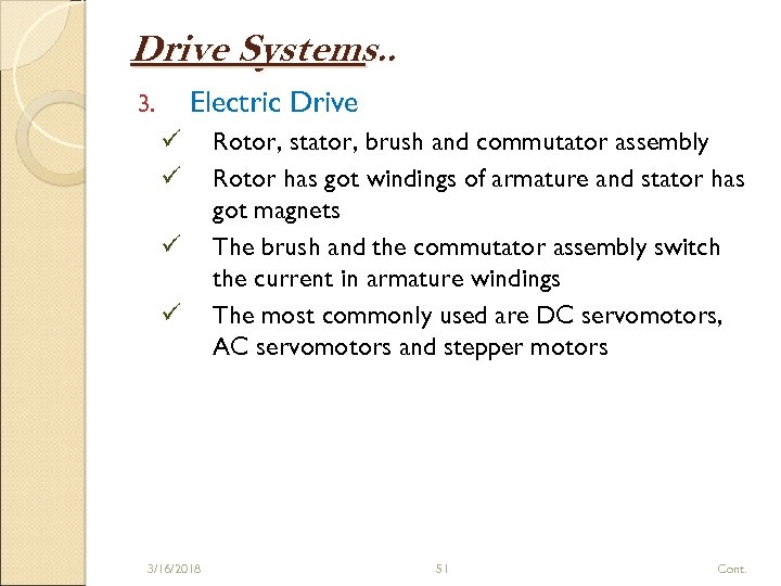 Drive Systems. . Electric Drive 3. ü ü 3/16/2018 Rotor, stator, brush and commutator